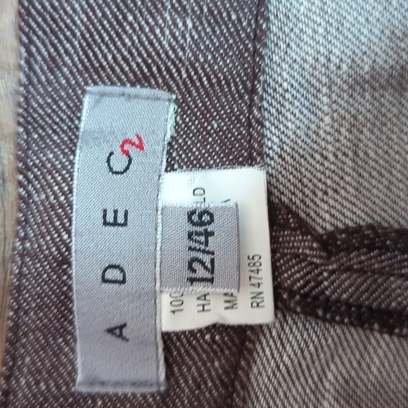 Adec2 Brown Linen Wide Leg Trousers Pants sz 12 - Picture 4 of 6